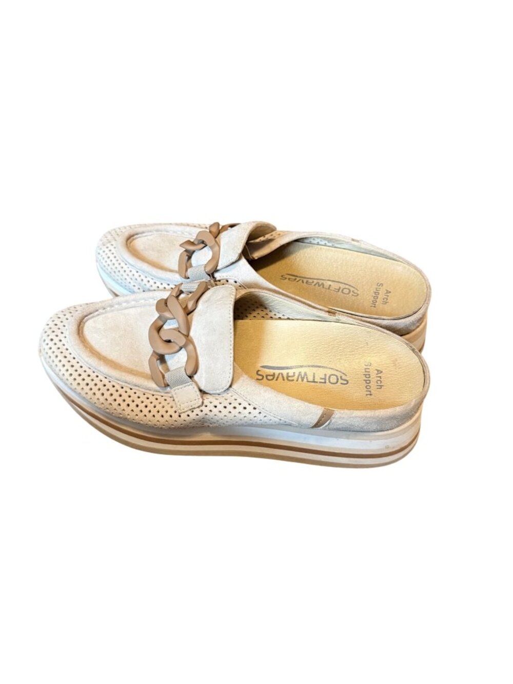 Softwaves Arch Support Carlissa Beige Suede Platform Slip On Loafer Shoes 8.5